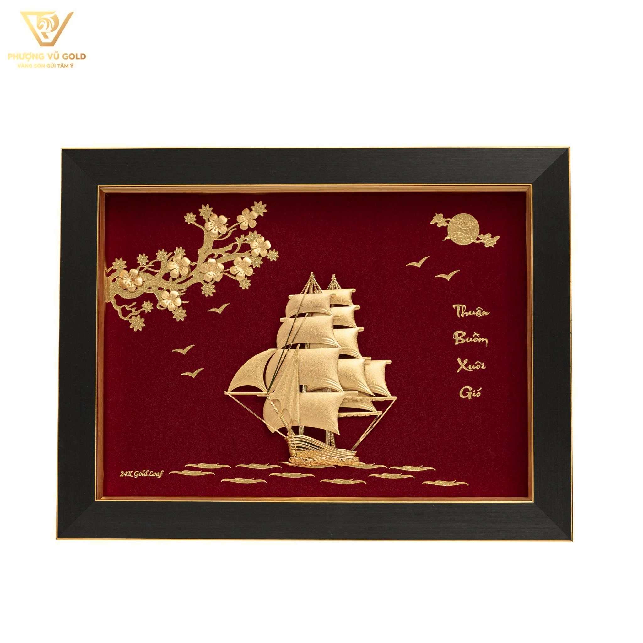Tranh Thuận Buồm 38 Dát Vàng 24K – Quà Tặng Cưới | Phượng Vũ Gold